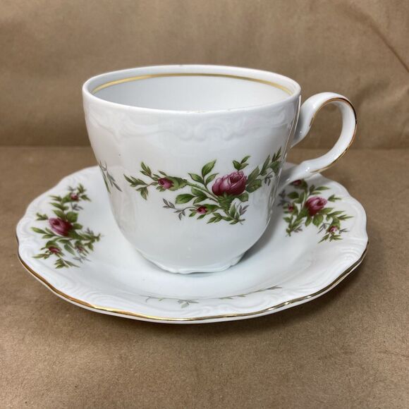 Haviland Other - Johann Haviland Tea Cup Saucer Moss Rose Traditions Fine China Coffee
